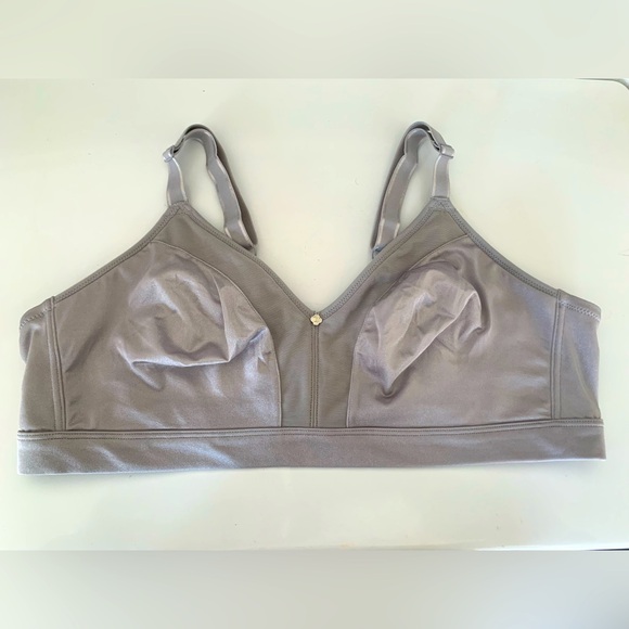 Breezies 44B Full Coverage wireless Soft Cup t-shirt Bra Silver Grey Back Hook - Picture 1 of 6